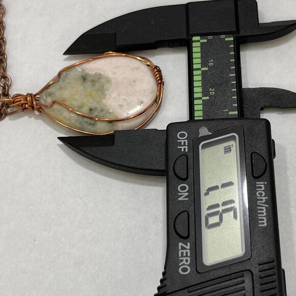 Handmade Tree Agate Stone Necklace with Copper Wire Wrap Pendant - Picture 3 of 3